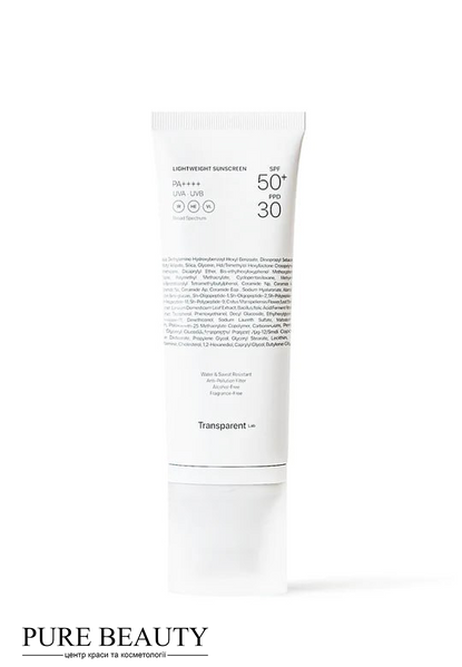 Легкий сонцезахисний крем SPF50+, LIGHTWEIGHT SUNSCREEN SPF50+, TRANSPARENT-LAB 43609 фото