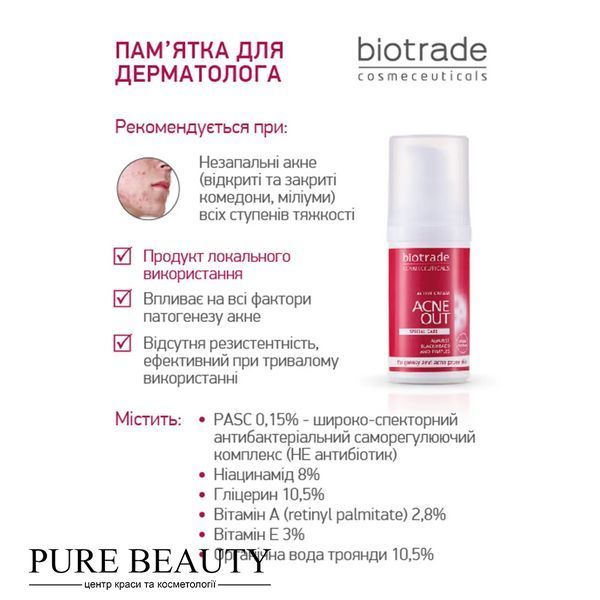 Активний крем для проблемної шкіри з вуграми та комедонами, Ache out, Biotrade 3800221840266 фото