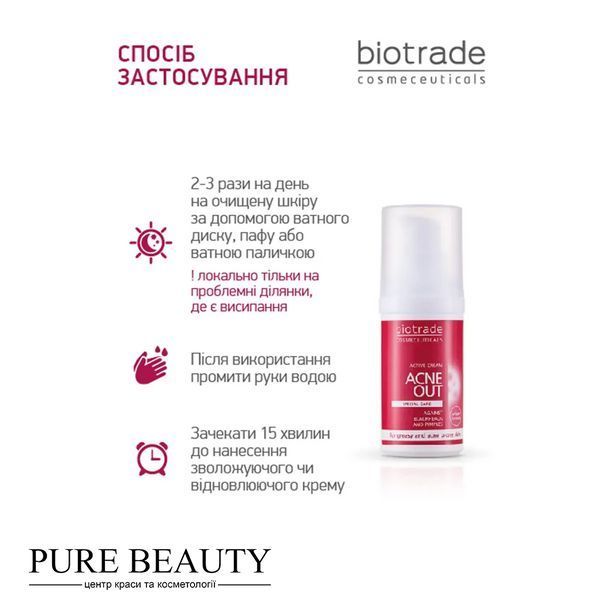 Активний крем для проблемної шкіри з вуграми та комедонами, Ache out, Biotrade 3800221840266 фото