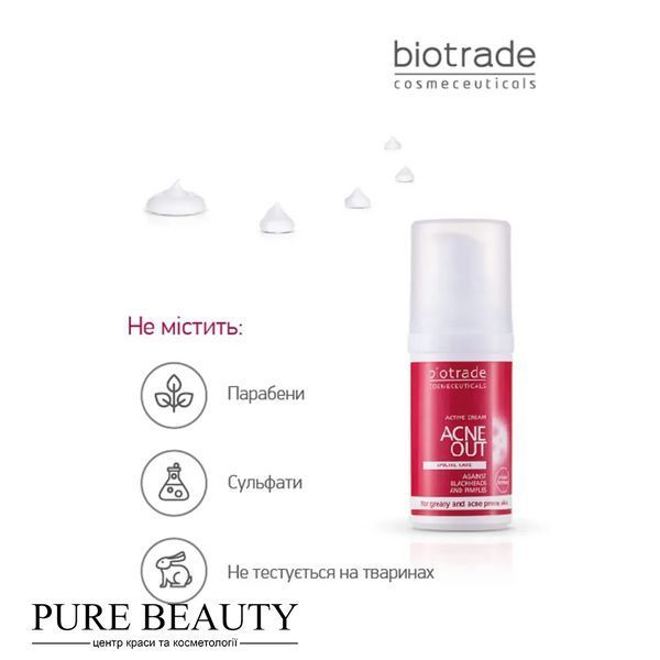 Активний крем для проблемної шкіри з вуграми та комедонами, Ache out, Biotrade 3800221840266 фото