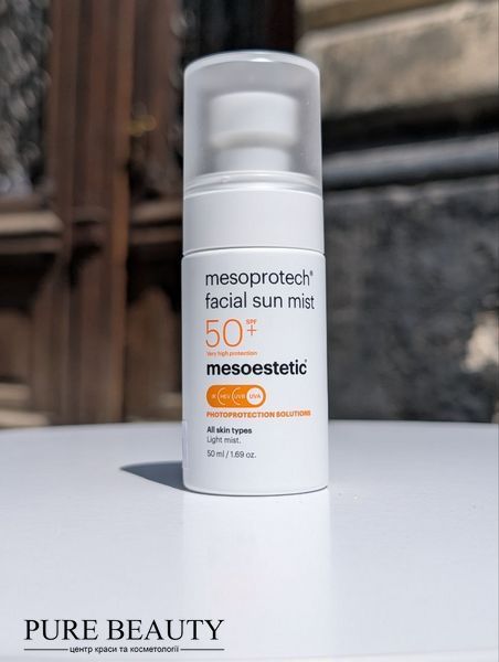 Сонцезахисний спрей-міст високого рівня захисту SPF 50, Mesoprotech facial sun mist SPF 50, Mesoestetic 08840 фото